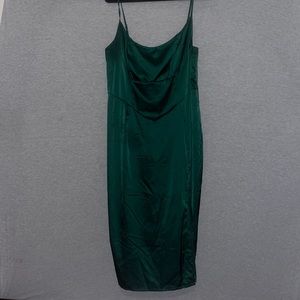 Shein Green Silk Dress with leg slit
